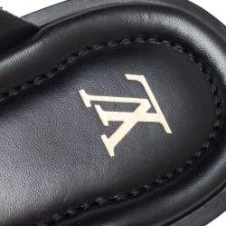 Pre Owned صندل سلايد لوي فيتون فوش جلد أسود لامع مقاس 46