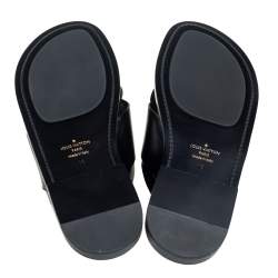 Pre Owned صندل سلايد لوي فيتون فوش جلد أسود لامع مقاس 46