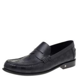 Pre Owned Louis Vuitton Black Leather Damier Infini Hockenheim Loafers Size 41.5