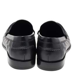 Pre Owned Louis Vuitton Black Leather Damier Infini Hockenheim Loafers Size 41.5
