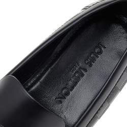 Pre Owned Louis Vuitton Black Leather Damier Infini Hockenheim Loafers Size 41.5