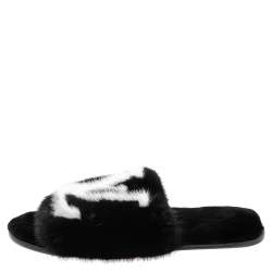 Pre-Loved Louis Vuitton Women's Mink Fur LV Homey Flat Mules at