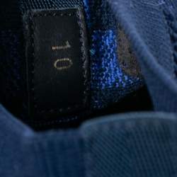 مملوكة مسبقًا Louis Vuitton Navy Blue Damier Knit Fabric Fastlane Low-Top Sneakers Size 44