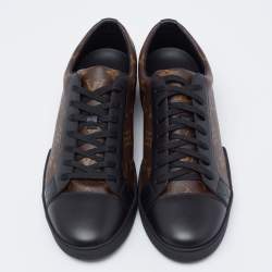 Pre Owned Louis Vuitton Brown/Black Monogram Canvas and Leather Match Up Sneakers Size 42