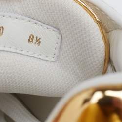 مملوكة مسبقًا Louis Vuitton White/Gold Monogram Leather Luxembourg Sneakers Size 42.5