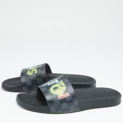 مملوكة مسبقًا حذاء سلايد لوي فيتون واتير فرونت إيكليبس كانفاس دامييه أسود مقاس 44.5