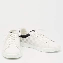 Pre Owned Louis Vuitton White/Black Leather Gradient Check Print Luxembourg Sneakers Size 41 