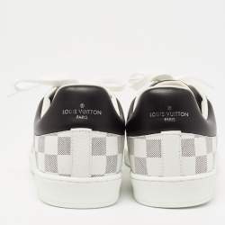 Pre Owned Louis Vuitton White/Black Leather Gradient Check Print Luxembourg Sneakers Size 41 