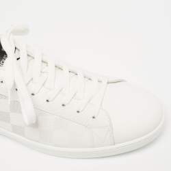 Pre Owned Louis Vuitton White/Black Leather Gradient Check Print Luxembourg Sneakers Size 41 