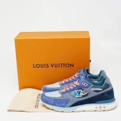 مملوكة مسبقًا حذاء رياضي لوي فيتون رون أواى شبك وسويدي متعدد الألوان بعنق منخفض مقاس 46