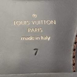 Pre Owned Louis Vuitton Brown Two-Tone Leather Foch Cross Strap Flat Slide Sandals Size 41