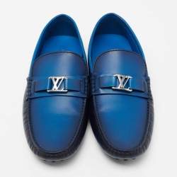 Pre Owned حذاء لوفرز لوي فيتون ماجور جلد أزرق ثنائي اللون سليب أون مقاس 42.5 