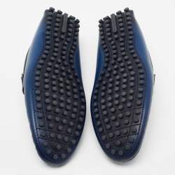 Pre Owned حذاء لوفرز لوي فيتون ماجور جلد أزرق ثنائي اللون سليب أون مقاس 42.5 