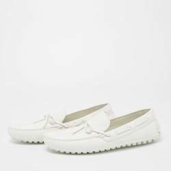 مملوكة مسبقًا حذاء لوفرز لوي فيتون أريزونا موسكان جلد مونوغرامي أبيض سليب أون مقاس 42