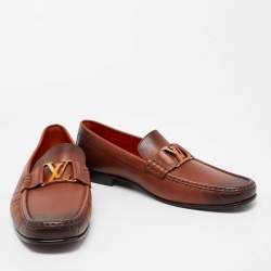 Pre Owned Louis Vuitton Brown Two-Tone Leather Monte Carlo Slip On Loafers Size 44