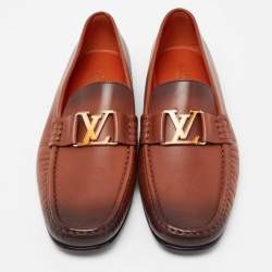 Pre Owned Louis Vuitton Brown Two-Tone Leather Monte Carlo Slip On Loafers Size 44