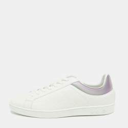 Pre Owned Louis Vuitton White Monogram Leather Iridescent Uuxembourg Low Top Sneakers Size 42