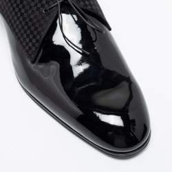 Pre Owned Louis Vuitton Black Patent Leather And Petit Damier Fabric Solferino Derby Size 43