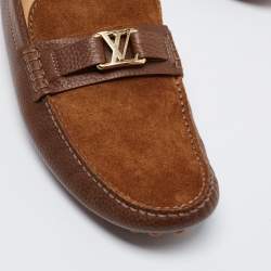 Pre Owned Louis Vuitton Brown Suede and Leather Major Slip-On Loafers Size 43