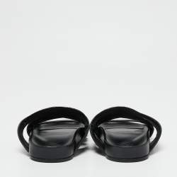 Louis Vuitton Black Epi Leather Cross Strap Flat Slides Size 41.5