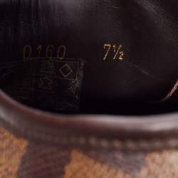 Pre Owned Louis Vuitton Brown Leather and Damier Ebene Canvas Punchy Low Top Sneakers Size 41.5