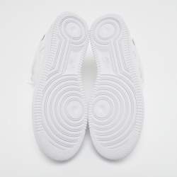 مملوكة مسبقًا حذاء رياضي لوي فيتون/أير فورس جلد أبيض بعنق منخفض مقاس 43