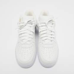 مملوكة مسبقًا حذاء رياضي لوي فيتون/أير فورس جلد أبيض بعنق منخفض مقاس 43