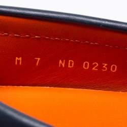 Pre Owned Louis Vuitton Navy Blue Leather Hockenheim Loafers Size 41