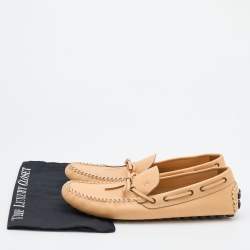 Pre Owned Louis Vuitton Light Beige Leather Arizona Loafers Size 44