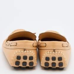 Pre Owned Louis Vuitton Light Beige Leather Arizona Loafers Size 44