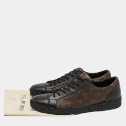 Louis Vuitton Black Leather and Monogram Canvas Match Up Sneakers Size 46