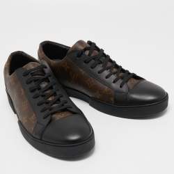 Louis Vuitton Black Leather and Monogram Canvas Match Up Sneakers Size 46