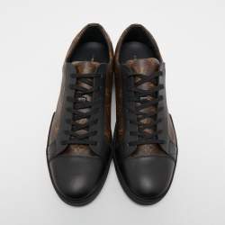 Louis Vuitton Black Leather and Monogram Canvas Match Up Sneakers Size 46