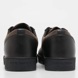 Louis Vuitton Black Leather and Monogram Canvas Match Up Sneakers Size 46