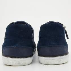 مملوكة مسبقًا Louis Vuitton Blue Damier Nubuck Leather and Suede Adventure Sneakers Size 45.5