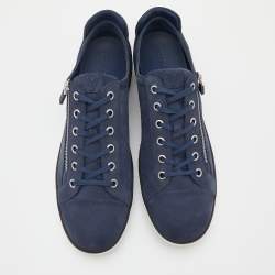 مملوكة مسبقًا Louis Vuitton Blue Damier Nubuck Leather and Suede Adventure Sneakers Size 45.5