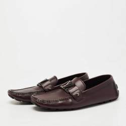 Pre Owned Louis Vuitton Plum Leather Monte Carlo Loafers Size 41.5
