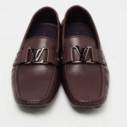 Pre Owned Louis Vuitton Plum Leather Monte Carlo Loafers Size 41.5