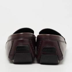 Pre Owned Louis Vuitton Plum Leather Monte Carlo Loafers Size 41.5