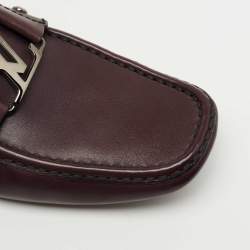 Pre Owned Louis Vuitton Plum Leather Monte Carlo Loafers Size 41.5