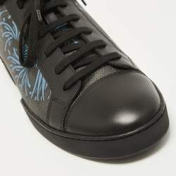 Louis Vuitton Black Leather Damier Graphite Printed Match Up Low Top Sneakers Size 40