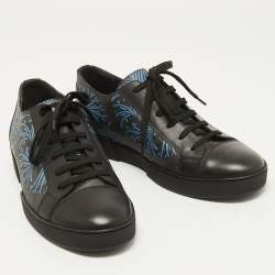 Louis Vuitton Black Leather Damier Graphite Printed Match Up Low Top Sneakers Size 40