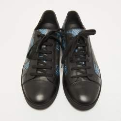 Louis Vuitton Black Leather Damier Graphite Printed Match Up Low Top Sneakers Size 40
