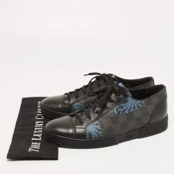 Louis Vuitton Black Leather Damier Graphite Printed Match Up Low Top Sneakers Size 40