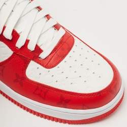 Louis Vuitton x Nike Red/White Monogram Canvas and Leather Air Force 1 Sneakers Size 41