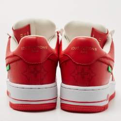 Louis Vuitton x Nike Red/White Monogram Canvas and Leather Air Force 1 Sneakers Size 41