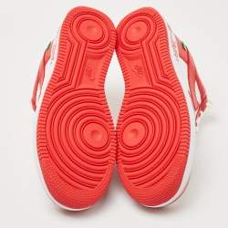 Louis Vuitton x Nike Red/White Monogram Canvas and Leather Air Force 1 Sneakers Size 41