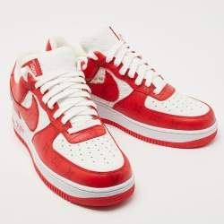 Louis Vuitton x Nike Red/White Monogram Canvas and Leather Air Force 1 Sneakers Size 41