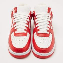 Louis Vuitton x Nike Red/White Monogram Canvas and Leather Air Force 1 Sneakers Size 41