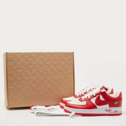 Louis Vuitton x Nike Red/White Monogram Canvas and Leather Air Force 1 Sneakers Size 41